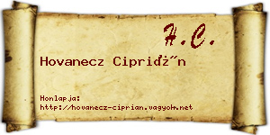 Hovanecz Ciprián névjegykártya